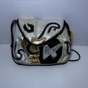 Vintage NAS BAG Crossbody Bag Women's Small Multicolor Faux Leather Animal NWT